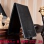 Фирменный оригинальный вертикальный откидной чехол-флип для Highscreen Bay" черный из натуральной кожи Prestige Италия